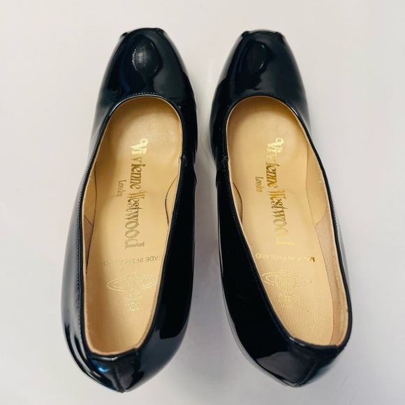 Vivienne Westwood BLACK PATENT LEATHER ELEVATED COURT SHOES IT37 - Picture 15 of 16